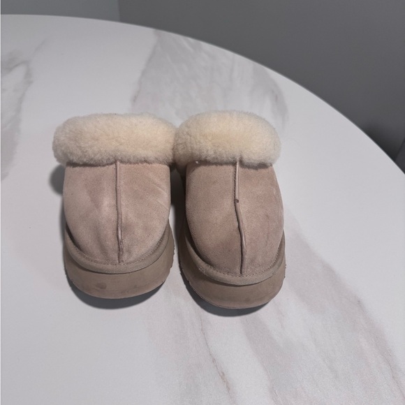 UGG Plush Slippers in Cream and Brown - Picture 3 of 4